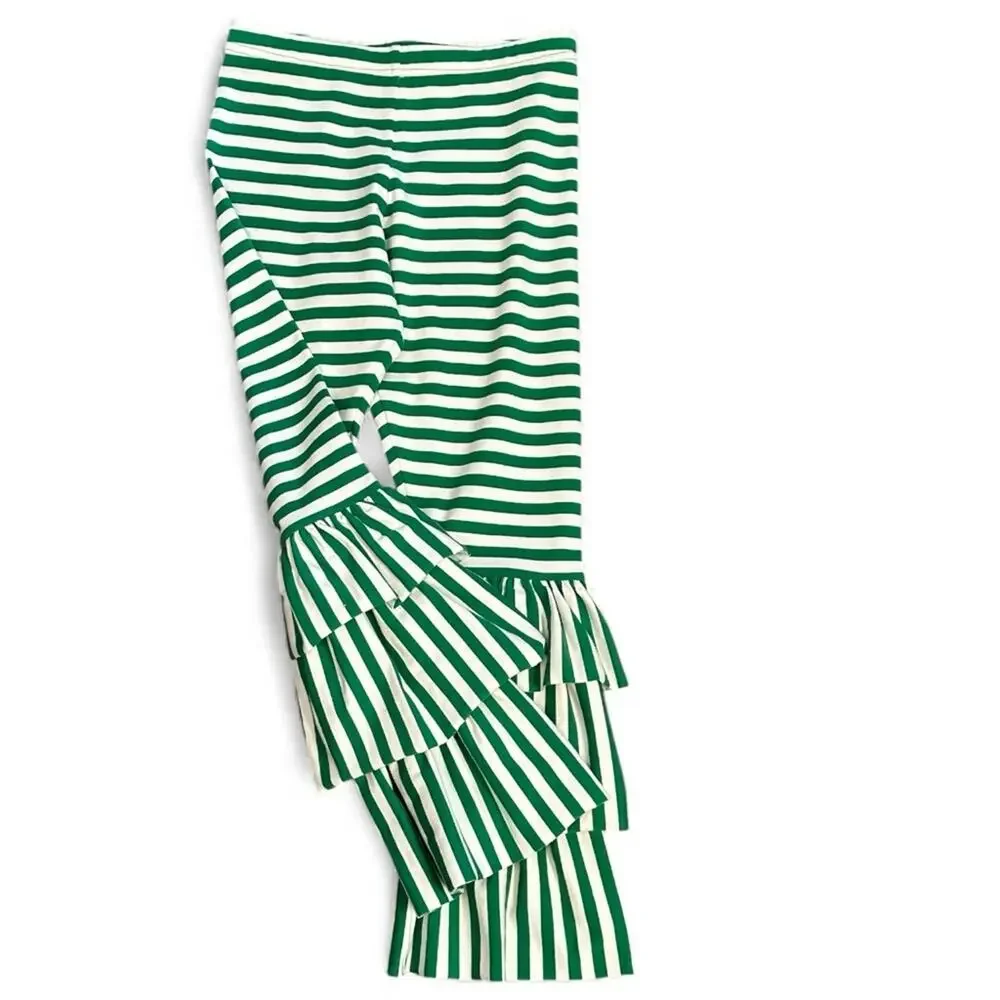 Kelly's Kids NWOT Green and White Striped Ruffle Pants